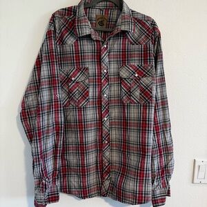 Coevals Club Plaid Shirt in Red and Gray Size XXL